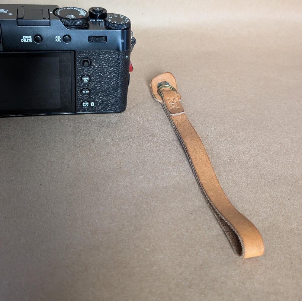 Handmade leather camera wrist strap